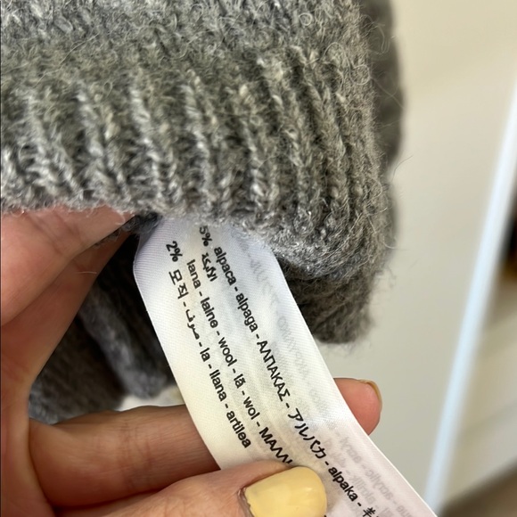 ZARA / Grey Mock Neck Raglan Ribbed Sleeve Sweater - S - Picture 8 of 10